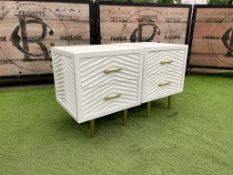 Atkin & Thyme 2no. 2 Drawer AT1614 Timber Fandango Bedside Tables in Whitewash Chevron Design; 455 x