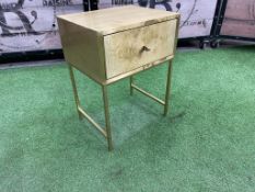 Atkin & Thyme Single Drawer AT1652 Timber Boudica Brass Bedside Table Art Deco Style; 450 x 350 x
