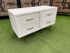 Atkin & Thyme 2no. 2 Drawer AT1614 Timber Fandango Bedside Tables in Whitewash Chevron Design; 455 x