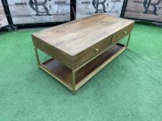 Atkin & Thyme 4 Drawer AT1523 Timber Henley Coffee Table, Mid-Century Style Mango Wood & Brass; 1300