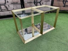 Atkin & Thyme 2no. AT1556 Belvedere Side Tables, Contemporary Style in Brass with Glass Top; 450 x