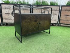Atkin & Thyme 2 Door Mecury Side Cabinet With Glass Table Top; 920 x 405 x 770mm