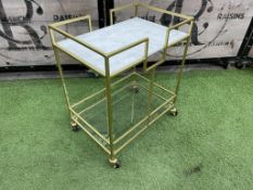 Atkin & Thyme Gatsby Mobile Table AT1214 Marble Top & Brass Finish Iron Frame; 920 x 360 x 760mm RRP