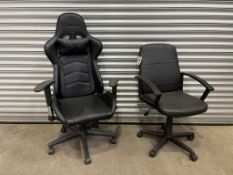 2no. Leather Upholstered Mobile Gaming & Office Chairs, 700 x 1300 x 600mm Approx
