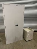 Steel Cupboard with 3 Shelves, 900 x 1800 x 400mm, 2 Tier Mobile Pedestal with 2 Drawers, 420 x