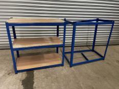 3 Tier Steel Frame Racking With Timber Boards, 900 x 900 x 450mm Approx as Lotted