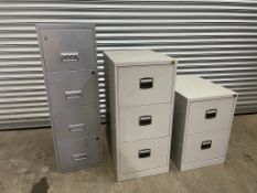4 Drawer Steel Filing Cabinet 400 x 1260 x 400mm, 3 Drawer Steel Filing Cabinet 470 x 1020 x