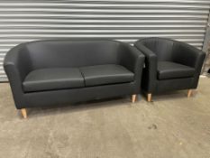 Leatherette Upholstered 2 Seater Sofa 1500 x 800 x 700mm Approx & Leatherette Upholstered Armchair