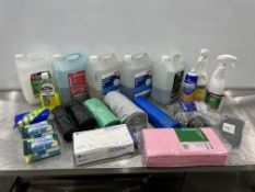 Quantity of Cleaning Sundries Comprising; Clearpro Sponge Scourers, Disposable Clothes, Bin Bags