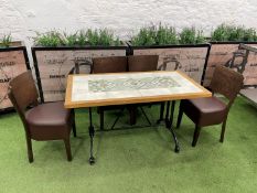 Timber Frame Tiled Top Restaurant Table 1300 x 710 x 730mm, Complete With 4no. Timber Frame Faux