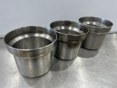 3no. Stainless Steel Cylindrical Sauce Pots, 220mm Dia & 180mm Deep