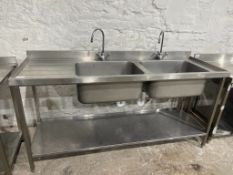 Stainless Steel Commercial Twin Sink 1870 x 650 x 1350mm