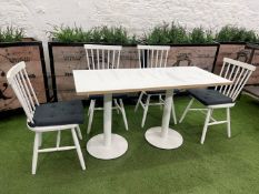 Steel Frame White Timber Top Café Table 1410 x 600 x 770mm, Complete With 4no. Timber Café Chairs
