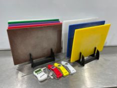 8no. Colour Coded Chopping Boards Complete With 2no. Racks and 4no. Genware Probes as Lotted