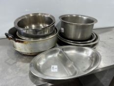 12no. Various Stock Pots, Cooking Trays & Chafing Dish Trays as Lotted