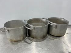 3no. Aluminium Stock Pots, 300mm Dia & 200mm Deep