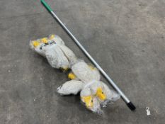 Green Coded Mop Handle Complete With 6no. Unused Yellow Coded Mop Heads