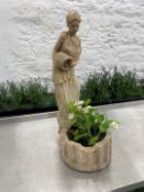 Counter Top Stone Decorative Plant Pot Complete With Imitation Plants