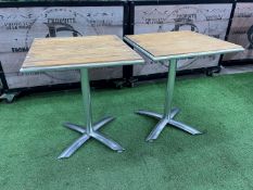 2no. Steel Frame Timber Top Retractable Outside Dining Table 600 x 600 x 730mm