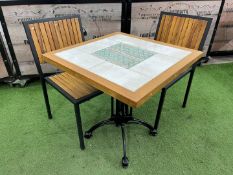 Timber Frame Tiled Top Restaurant Table 700 x 710 x 730mm, Complete With 2no. Metal Frame Wooden