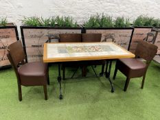 Timber Frame Tiled Top Restaurant Table 1300 x 710 x 730mm, Complete With 4no. Timber Frame Faux