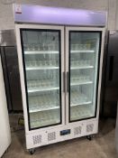 Polar CD984-02, 2 Door Glass Door Upright Mobile Commercial Display Fridge 230V, 1190 x 700 x