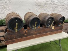 4no. Display Timber Kegs Complete With Timber Keg Stand