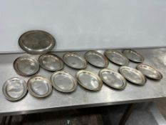 14no. Stainless Steel Oval Trays