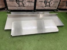 3no. Stainless Steel Preparation Counter Tops, 2000 x 600mm, 1450 x 540mm, Legs Missing From Lot