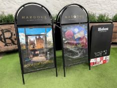 2no. A-Frame Poster Displays 700 x 900 x 1460mm, Complete With Mahou A-Frame Chalk Board 600 x 370 x