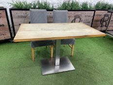 Steel Frame Timber Top Restaurant Table 1200 x 700 x 760mm Complete With 2no. Timber Frame Fabric