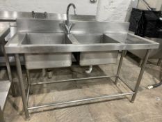 Stainless Steel Commercial Twin Sink 1500 x 600 1250mm