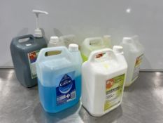 6no. Open 5L Cleaning Products Comprising; Carex Handwash, GMB Handwash, Detergent