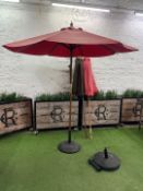 3no. Bolero Branded Parasols 2400 x 2400 x 2400mm, Note: Damage to 1no. Stand as Lotted