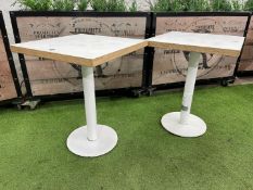 2no. Steel Frame White Timber Top Café Tables 600 x 600 x 780mm