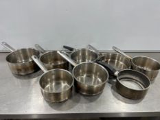 8no. Stainless Steel Saucepans Comprising; 4no. 200mm Dia, 3no. Various
