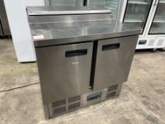 Polar G604, 2 Door Stainless Steel Commercial Fridge Prep Counter, 910 x 700 x 1020mm
