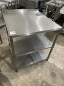 Stainless Steel Three Tier Preparation Table Complete With Tin Opener 860 x 800 x 1060