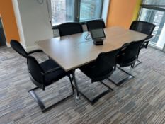 Designer Veneer Finish Meeting Room Table 2000 x 900mm, Complete With 6no. Interstuhl Stacking