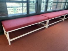 2no. Metal Frame Bench Seats with Red Tweed Upholstered Fabric