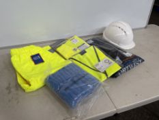 Quantity of Various PPE Uniform Comprising, 2no. Hi-Viz Vests, Hi-Viz Waterproof Trousers, XL Boiler
