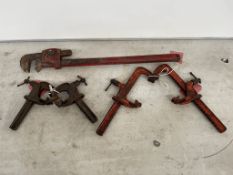 4no. Clamps, Extra Large Heavy Duty Pipe Wrench Please Note: No VAT on Hammer Price