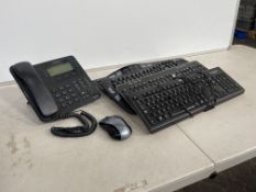 5no. Various Office Equipment Comprising, 4no. Various keyboards & Ipecs Telephone