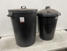 2no. Black Rubbish Bins as Lotted