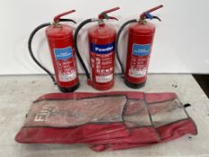 3no. 9Kgs Powder Fire Extinguishers with cover