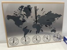 World Time Wall Clock Battery Powered