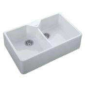 Rangemaster CDB800WH Ceramic Double Bowl Sink, 800 x 490mm