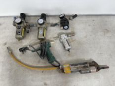4no. Clarke Air Filter Regulator, Glue Gun, Compressor Reciprocating saw