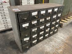 30-Drawer Metal Storage Unit & Contents as Lotted, H600 x W890 x D310mm