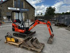 2016 Kubota KX016-4 Tracked Excavator Complete With 4no. Buckets, Hours: 1769, Operating Weight